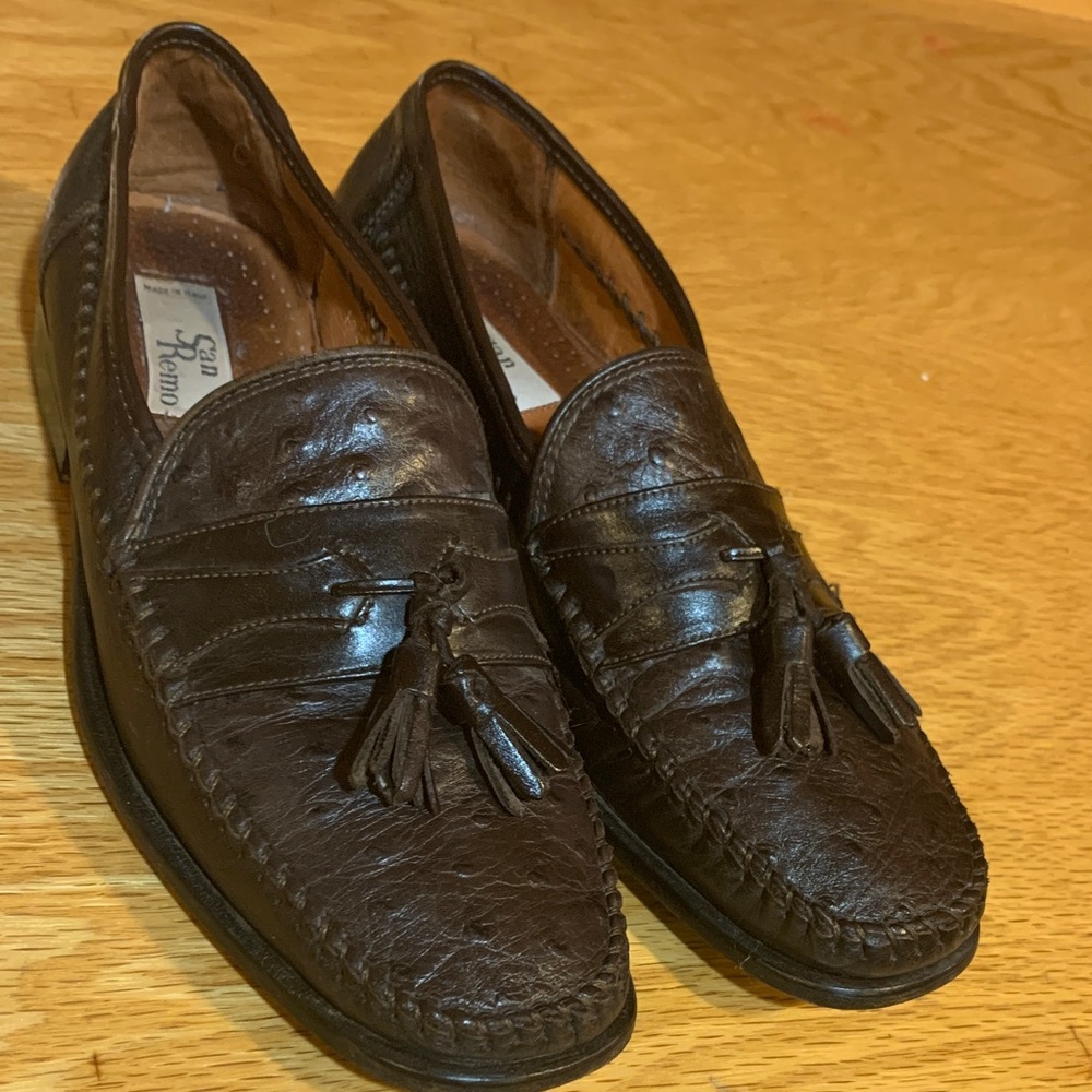 Sean Ryon Dark Brown Leather Tassel Loafers for Men
